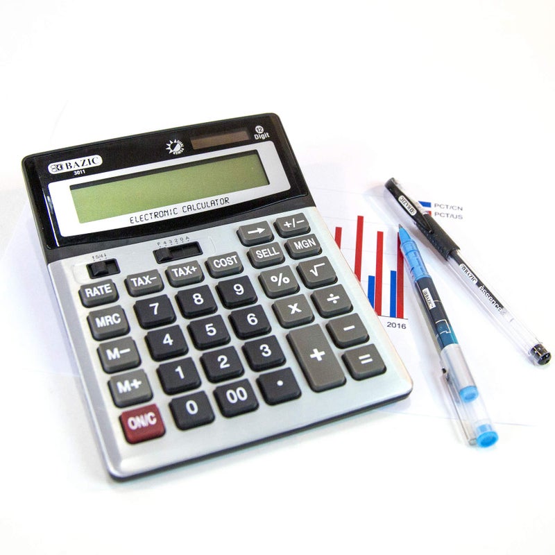 Bazic Products BAZIC 12-Digit Desktop Calculator with Profit Calculation & Tax Functions (3011) - Image 2